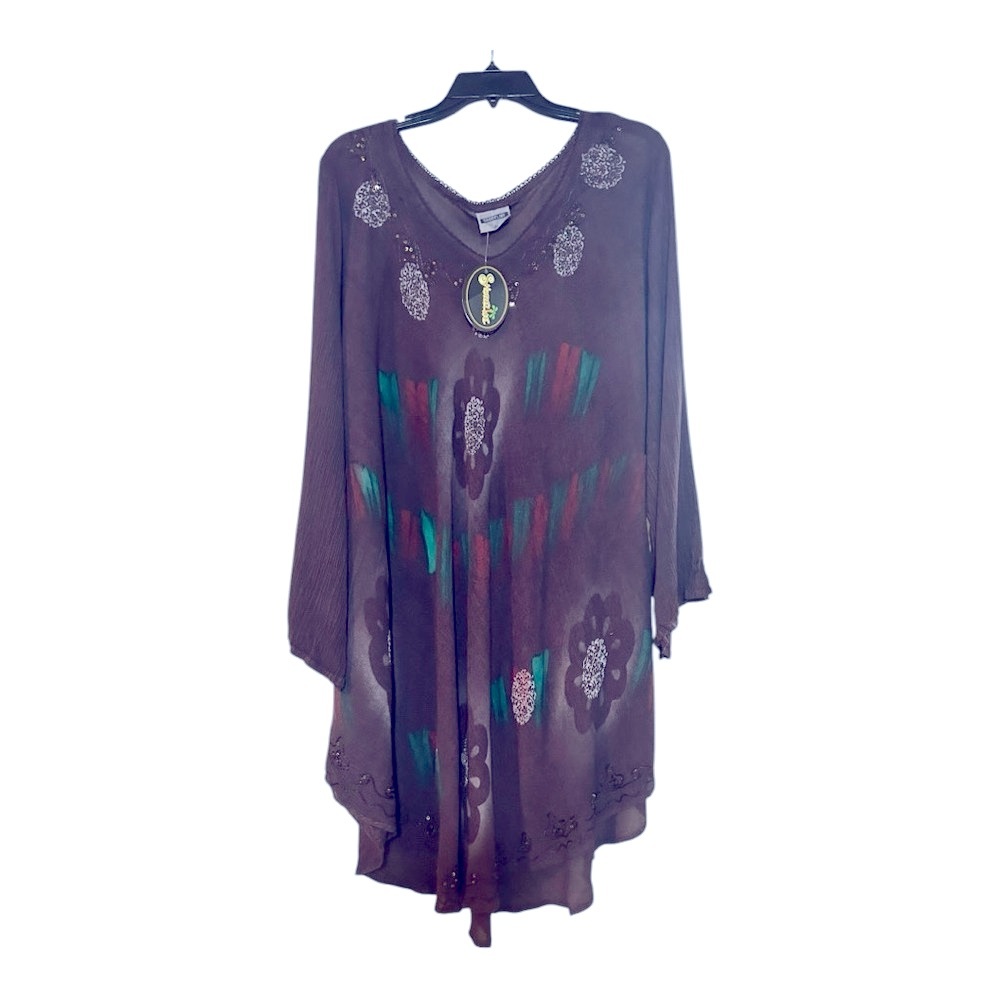 NWT Shoreline Brown Crinkled Material Tunic